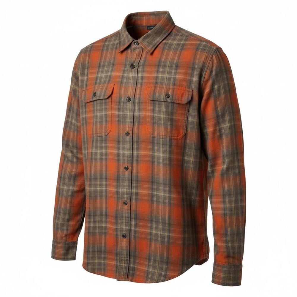 prAna Edgewater Long Sleeve Button Up Shirt IN Rust Mens Size Large NWT